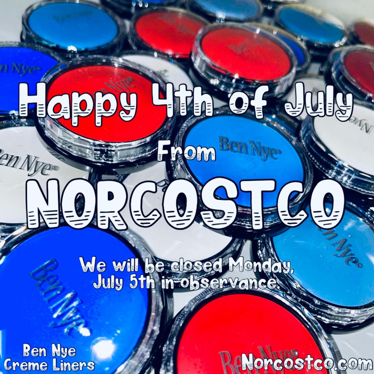 Norcostco's tweet photo. 🎆🔴⚪🔵🎆
Red, White, and (various shades) of blue!
We will be closed Monday July 5th in observance of the #4thOfJuly 
The #BenNyeMakeup #CremeLiners are richly pigmented and great for incorporating Red, White, and Blues into your holiday weekend festivities! https://t.co/lOxu7GxX0n