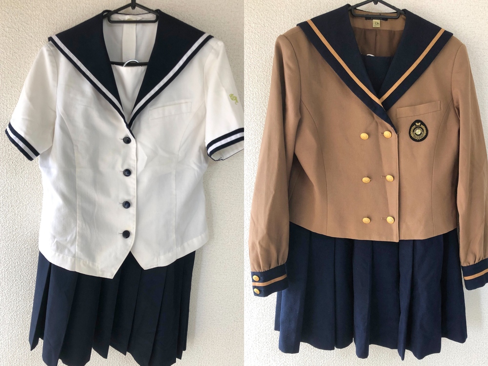 大分県 【藤蔭高校 夏服.冬服 160A】 紺×白セーラー.茶×紺セーラー 紺