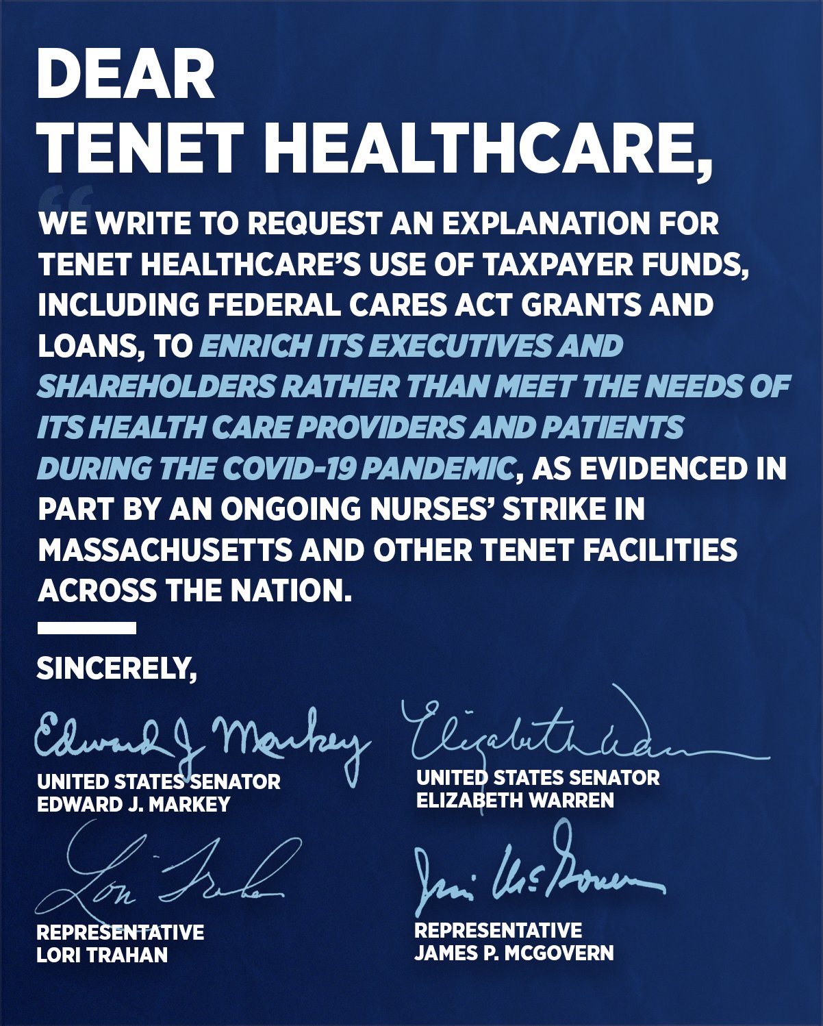 Ed Markey on Twitter "Even during a pandemic, Healthcare put