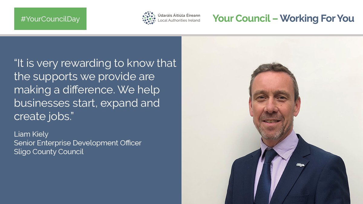 "We help businesses start, expand and create jobs." - Liam Kiely, Senior Enterprise Development Officer with <a href="/sligococo/">Sligo County Council</a> 

Find out more about the people making a difference with your local authority at localgovernmentjobs.ie/articles/Meet-…

#YourCouncilDay #MakeADifference <a href="/Loc_Enterprise/">LocalEnterprise.ie</a>