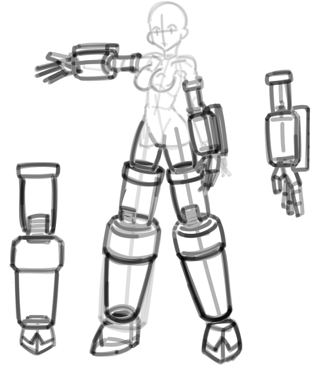 うちの子ギアの大まかなラフ考えてる ゲッターみたいな アオシマのムサシみたいな Caguya Skeb受付中のイラスト