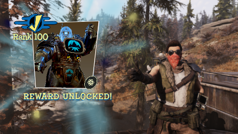 BoulvierGaming's tweet photo. Hey got to Rank 100! With my new schedule I've had way less time to play #fallout76 which sucks lol, only been able to do bits at a time in the morning, glad I got it before it ended! Looking forward to the next S.C.O.R.E. #fallout #f076 https://t.co/dvVNb346yz