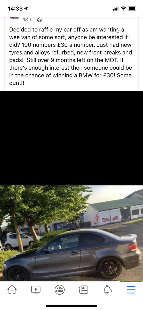 Decided to raffle off ma car if anyone’s wanting a shot? £30 a number. 1-100. Only 30 numbers left. Head over to ma Facebook. Wee retweet would be nice