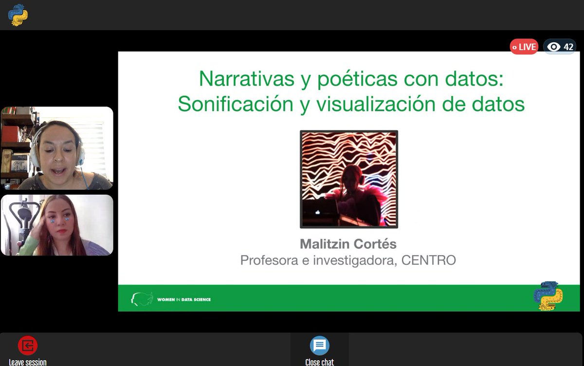 Entre nuestras ponentes de #WIDSMEXICOCITY 2021 también estuvo Malitzin Cortés <a href="/CNDSD_/">CNDSD</a>, profesora e investigadora de la Universidad CENTRO, quien nos presentó "Narrativas y poéticas con datos: Sonificación y visualización de datos"
