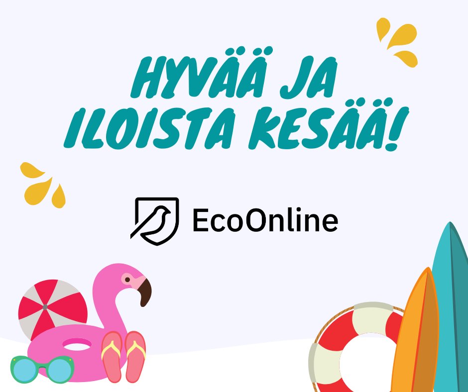 Hyvää, iloista ja ennen kaikkea turvallista kesää kaikille meiltä EcoOnlinelta ☀

Myyntimme ja asiakaspalvelumme palvelevat koko kesän ajan ja yhteystiedot löydät nettisivuiltamme - autamme mielellämme kysymyksissäsi!