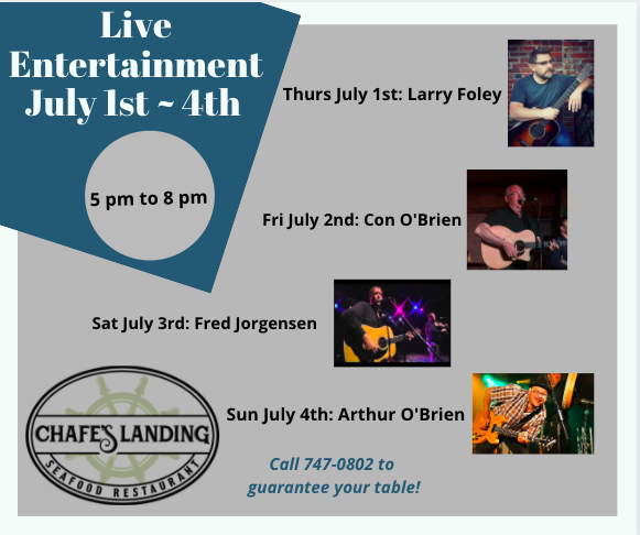 Come out for a meal of fresh seafood this weekend! Great food along with awesome live entertainment - the perfect evening out! Call 747-0802 to guarantee your table!! <a href="/chafeslanding/">Chafe's Landing</a> <a href="/larryfoley/">Larry Foley</a> <a href="/conobrien/">Connor O'Brien</a> <a href="/fredjorgensen/">Fred Jorgensen</a> <a href="/arthurobrien/">Arthur O'Brien</a> #pettyharbour #freshseafood #liveentertainment