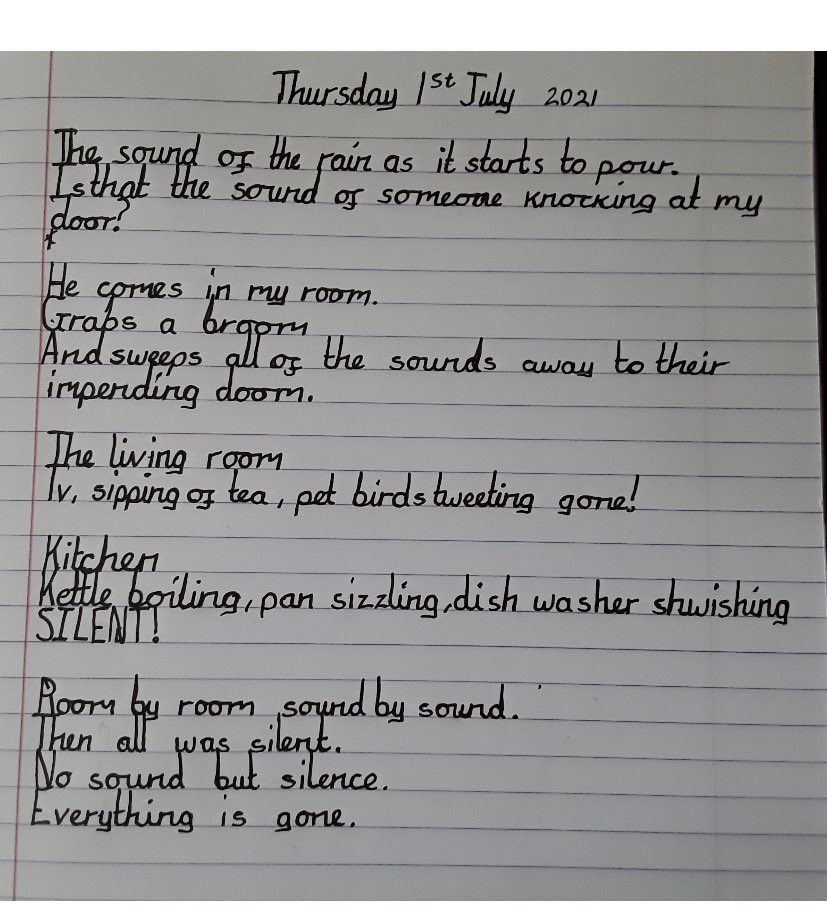 MrMJEllis's tweet photo. 🛎THE SOUND COLLECTOR🛎 

An engaging poetry week PERFECT for home learning:

Our bubble burst &amp; so did our creativity! 

🏡All could access at home
💭Didn’t require too much input 
🪜A simple scaffold but also the chance to push and extend

What a writing outcome to finish on😻 https://t.co/GN6ofXLfQC