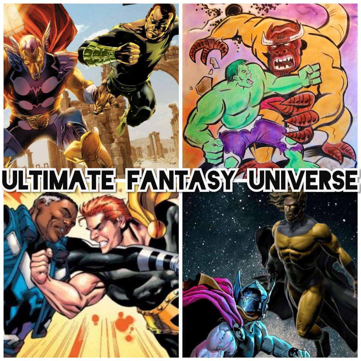 WhoWouldWin13's tweet photo. Fatal-Four-Way! 👊🏽
Which team takes it?
#BetaRay Bill team VS #Hulk team VS #Hyperion team VS #Sentry team
(#MarvelComics)
Who wins, and why?
#whowouldwin #deathbattle #SHPOLL21 https://t.co/xz0lt1ExzR