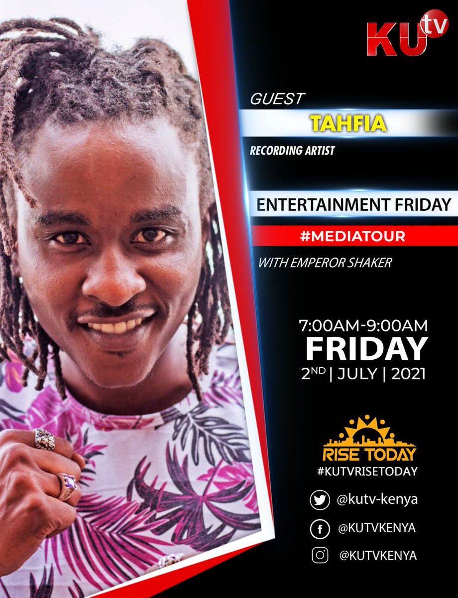 Ashakerde's tweet photo. Because it's Thursday, I gotta tell you what's up on tomorrow's show:
We have gospel vibes with Peter Blessings, dance around with Tahfia as @deejayvick254 brings us Clash of Decibels between Bahati and Willy Paul. Only on @kutv_kenya
#TeamWeekendi https://t.co/pKZsRJeFWt