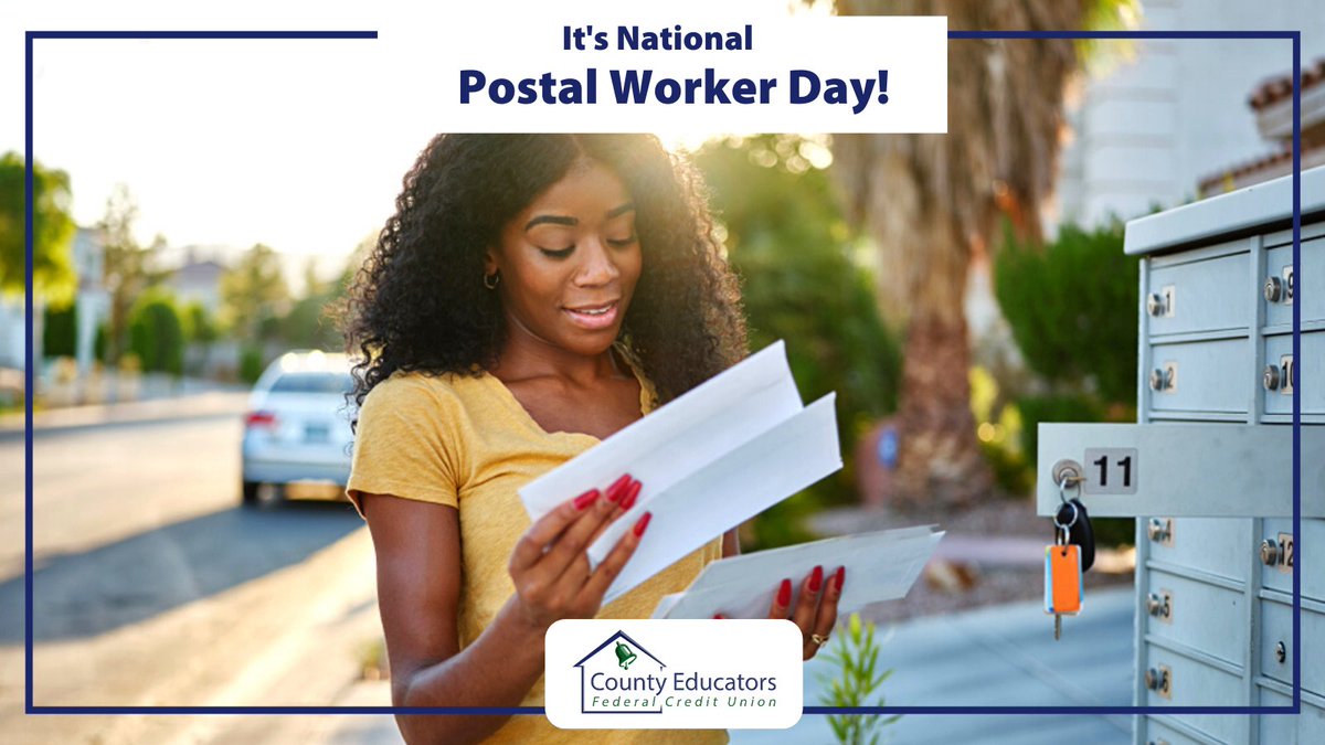 CountyEducators's tweet photo. Happy National #PostalWorkerDay to all of the hard-working men and women out there! ๐ฆ You work tirelessly to deliver to thousands of people all over the nation. Today we #Celebrate and appreciate YOU!โค๏ธ
#HunterdonCountyNJ #CountyEducatorsFCU #Jersey https://t.co/7O9MovLWbO