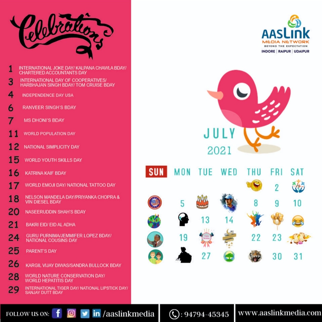 AaslinkN's tweet photo. Plan Your July With Us.

Concept and design by @suyanshi_jhawar

#aaslink #aaslinkmedia #aaslinkmedianetwork https://t.co/7lRQy0bzpn