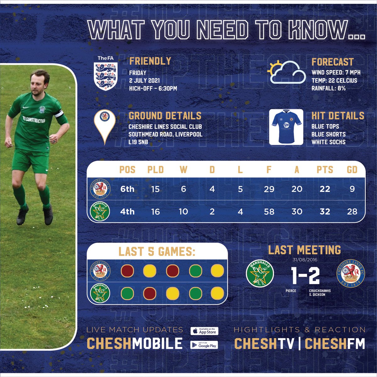 Cheshire Lines FC (@cheshirelinesfc) on Twitter photo Here is all the info for Friday's match;
π <a href="/marshalls_fc/">Marshalls FC</a>
π
2 Jul 21
π Cheshire Lines Social Club, Southmead Rd, L19 5NB
β½οΈ 6:30pm
π Friendly
π Free
π₯ #cheshtv
π§ #cheshfm
π± #cheshmobile
π€ <a href="/funkyvib3s/">Funky Vibes Marketing</a> @johnsonandboon @myriadmortgages @stateofmindsport @squadronemedia1 Here is all the info for Friday's match;
π <a href="/marshalls_fc/">Marshalls FC</a>
π
2 Jul 21
π Cheshire Lines Social Club, Southmead Rd, L19 5NB
β½οΈ 6:30pm
π Friendly
π Free
π₯ #cheshtv
π§ #cheshfm
π± #cheshmobile
π€ <a href="/funkyvib3s/">Funky Vibes Marketing</a> @johnsonandboon @myriadmortgages @stateofmindsport @squadronemedia1