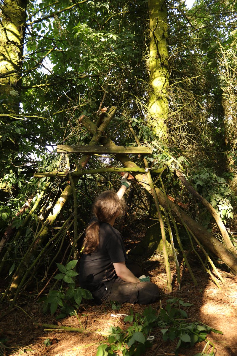 owen_seawolf's tweet photo. Creating some immersive theming for an outdoor theatre project in a wood that I'm working on. Very important set construction work. Definitely not just building a den because I wanted to 👀 https://t.co/rX8ggntlFo