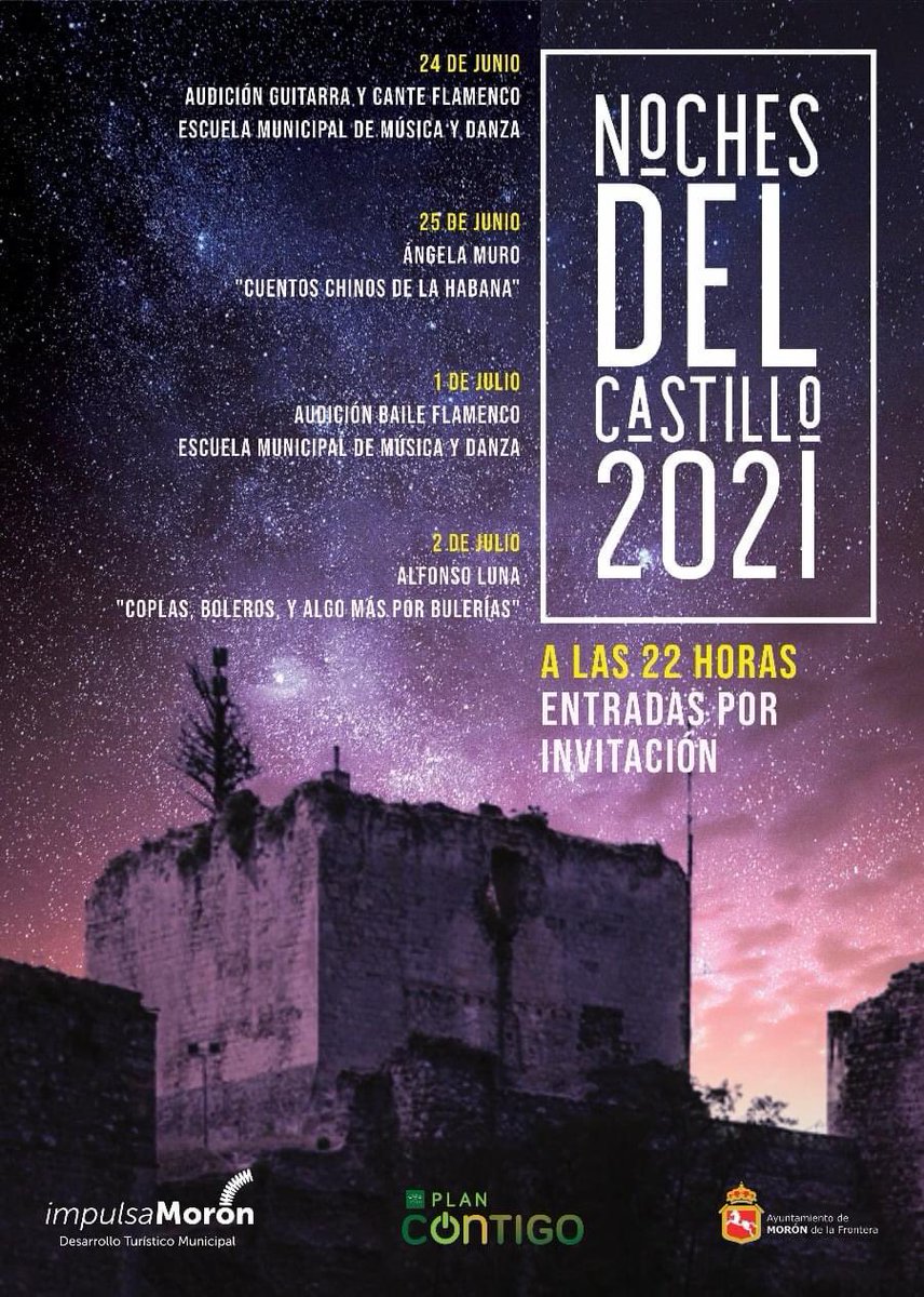 Hoy y mañana vuelven las NOCHES DEL CASTILLO.

JUEVES, 1 DE JULIO
Espectáculo Flamenco 'Madre Tierra', del alumnado de Baile Flamenco de la Escuela Municipal de Música y Danza.

VIERNES, 2 DE JULIO
Alfonso Luna en concierto con “Coplas, boleros, y algo más por bulerías”-