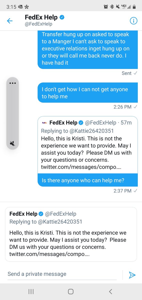 Kattie26420351's tweet image. I get the same response with no help. #fedexhelp