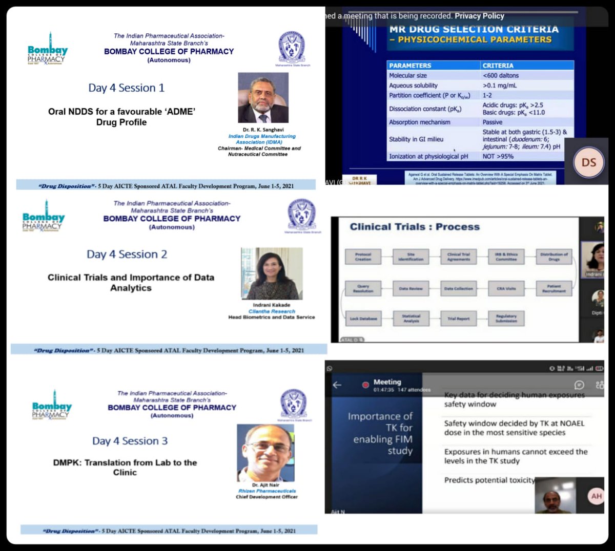 BCP_Autonomous's tweet photo. on Drug Disposition: An important factor in Drug Engineering, held from 1st-5th June 2021, organised by The IPA MSBs Bombay College of Pharmacy with Dr. Vaishali Shirsat-Coordinator &amp; Prof. Krishna Iyer- Co-Coordinator.
(2/2) https://t.co/Fhi1YjHDE1