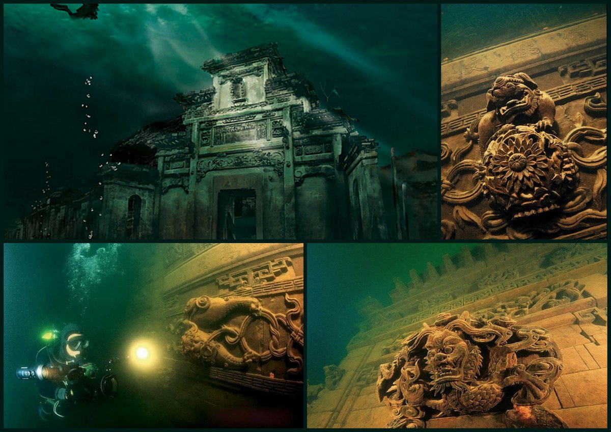 -An ancient Chinese city Shi Cheng (Lion city) established about 1300 years ago, now lies at the 40m depth underwater.