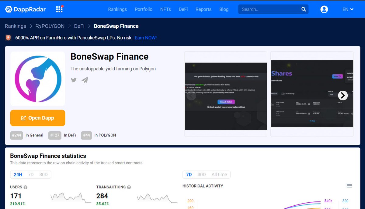 boneswapfi's tweet photo. About 2 days to launch, will BoneSwap be in the top 5 of Polygon DeFi?
Airdrop #3: 25 MATIC per lucky participant (10 slot)

1. Follow us &amp; RT this tweet
2. Join our telegram: https://t.co/h6wNa1ydIe
3. Tag 3 friends

#Polygon #YieldFarming #MATIC #DeFiFarms #Airdrop https://t.co/ZUVB79WVz4