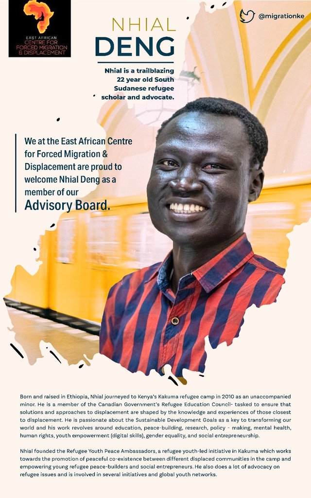 Excited to join the East African Centre for Forced Migration and Displacement as a Member of its Advisory Board!

Looking forward to working with the Centre in advocating for policies &amp; research that incorporate the voices of the displaced populations in the region.