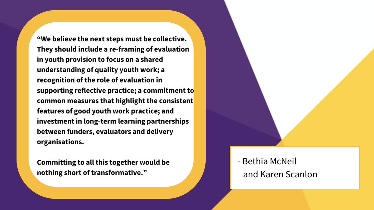 Centres_GWC's tweet photo. "Let's evaluate what's at the heart of good youth work: trusted relationships, youth voice and safe spaces." 🏆

Read the @cypnow expert view on #YIFLearning by @bethiamcneil and @KarenScanlon18 here👉 https://t.co/Z5FTkneWXn https://t.co/f6id5e5zA8