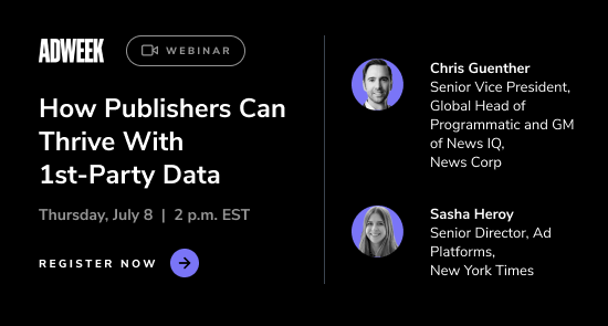 The death of the cookie has advertisers scrambling 🍪 Join us for an <a href="/Adweek/">ADWEEK</a> webinar on July 8 featuring industry leaders — including <a href="/nytimes/">The New York Times</a> and <a href="/newscorp/">News Corp</a> — to learn how publishers are set to thrive in this new landscape. Register: bit.ly/2SLhENy

#CX #CDP #cxhub