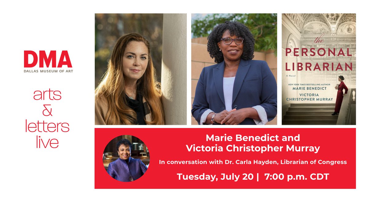 TXLA's tweet image. Join @DallasMuseumArt on 7/20 at 7:00 pm, as authors share their historical novel, The Personal Librarian. It&apos;s about the Black American woman who was forced to hide her true identity while building The Morgan Library.  Register here dma.org/programs/event…
