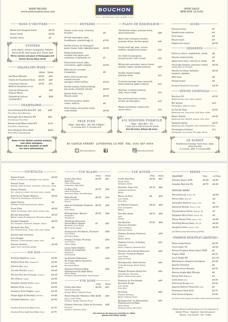 Here’s the latest and probably, almost, virtually finished menu we’ll open up with!!