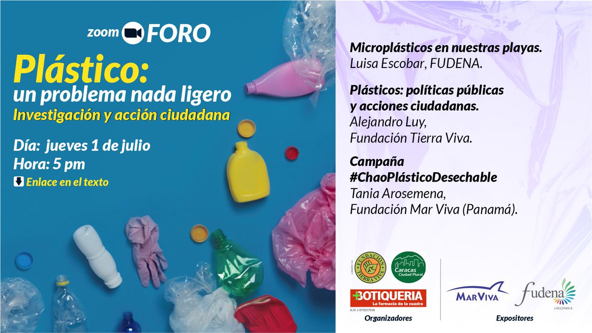 @AcciCampesina les invita a unirse al Foro 'Plástico: un problema nada ligero. Investigación y acción ciudadana'

🗓️ HOY #01Junio - 5:00 p.m.

ÚNETE a través de Zoom 👉ow.ly/oTmj50FfbHd
ID de reunión: 810 8276 9562
Código de acceso: 140325

#ChaoPlásticoDesechable