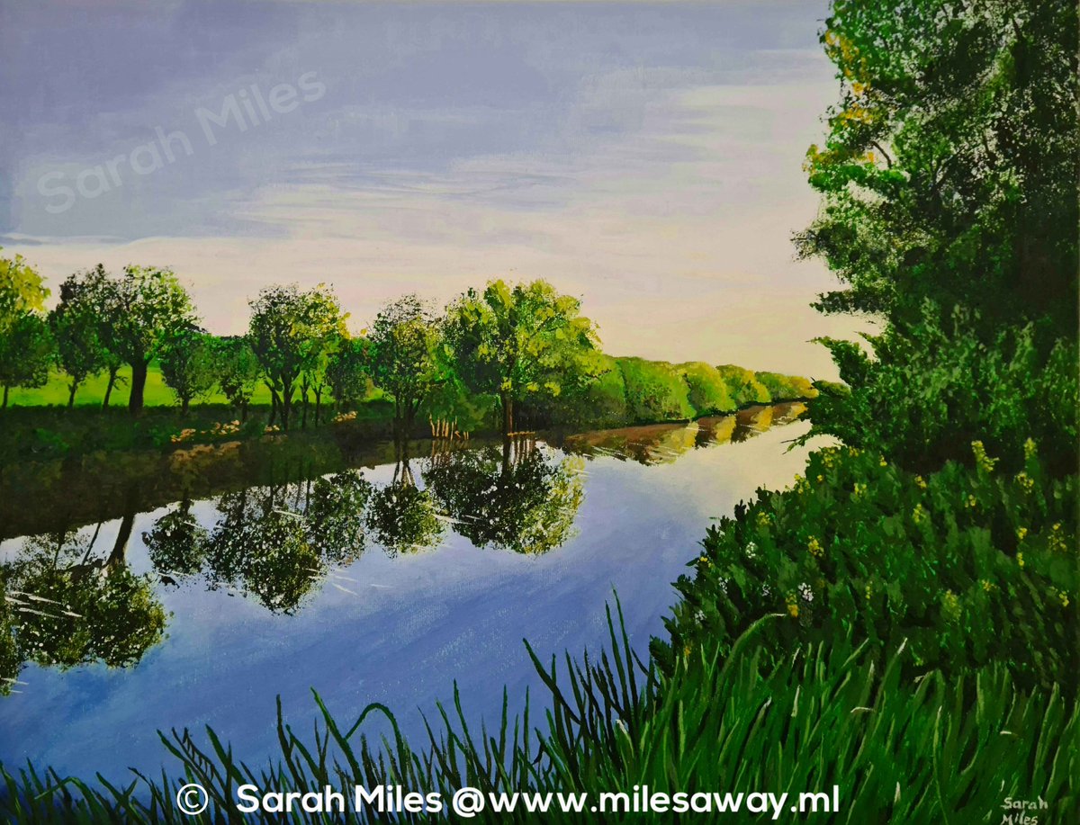 My finished painting, Evening By The Aire.😊 
#artist #localartist #painting #landscapepainting #landscape #artoftheday #artgallery #artistsupport #kirkstall #kirkstallabbey #riveraire #leeds #leedsartist #yorkshire #yorkshireartist #yorkshirelife #acrylicpaint #canvaspainting