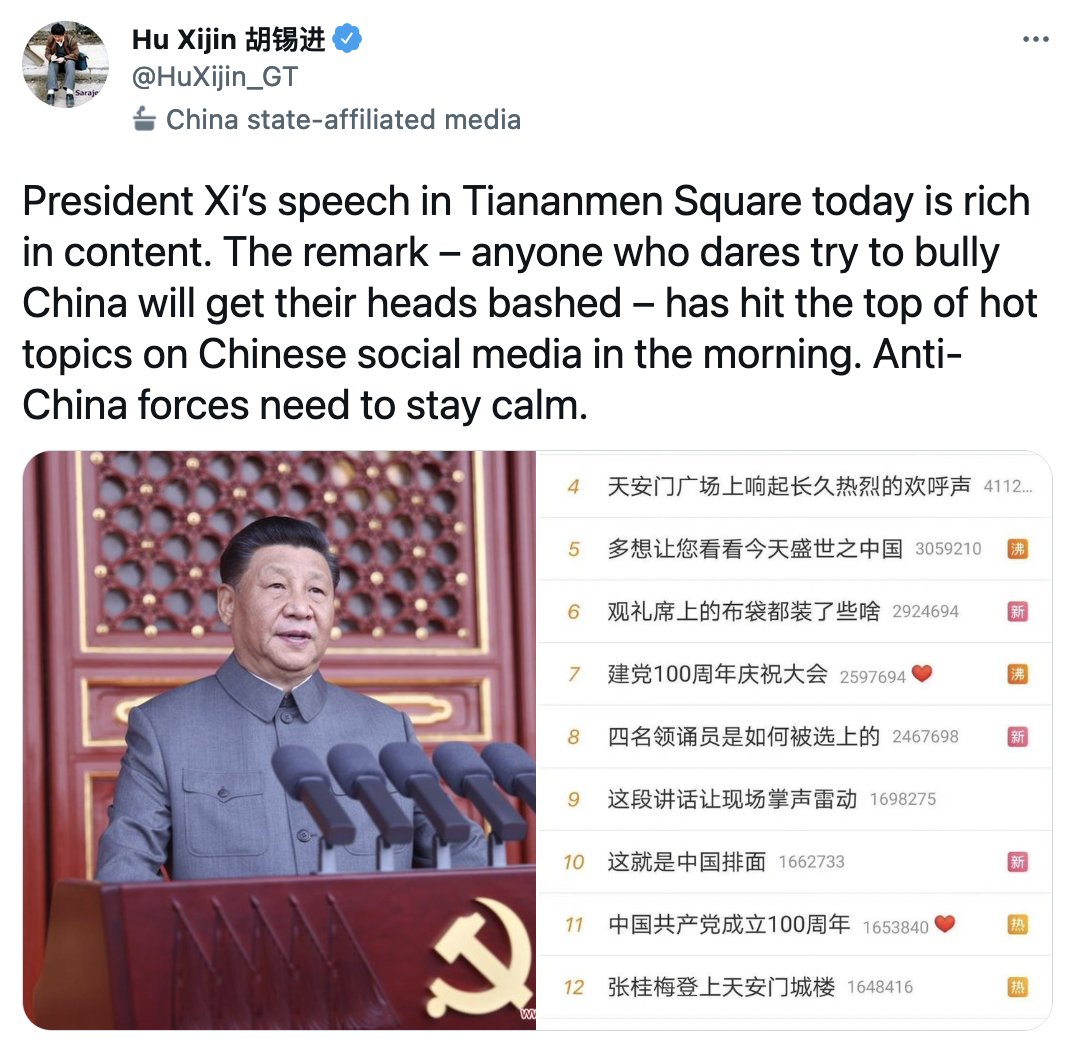 NikkiHaley's tweet photo. You don't have to "bully" China to suffer their abuse. Just ask Hongkongers, the Uyghurs, Tibetans, and the Taiwanese. 

China is the free world's greatest threat. https://t.co/v1mXhh8y0A