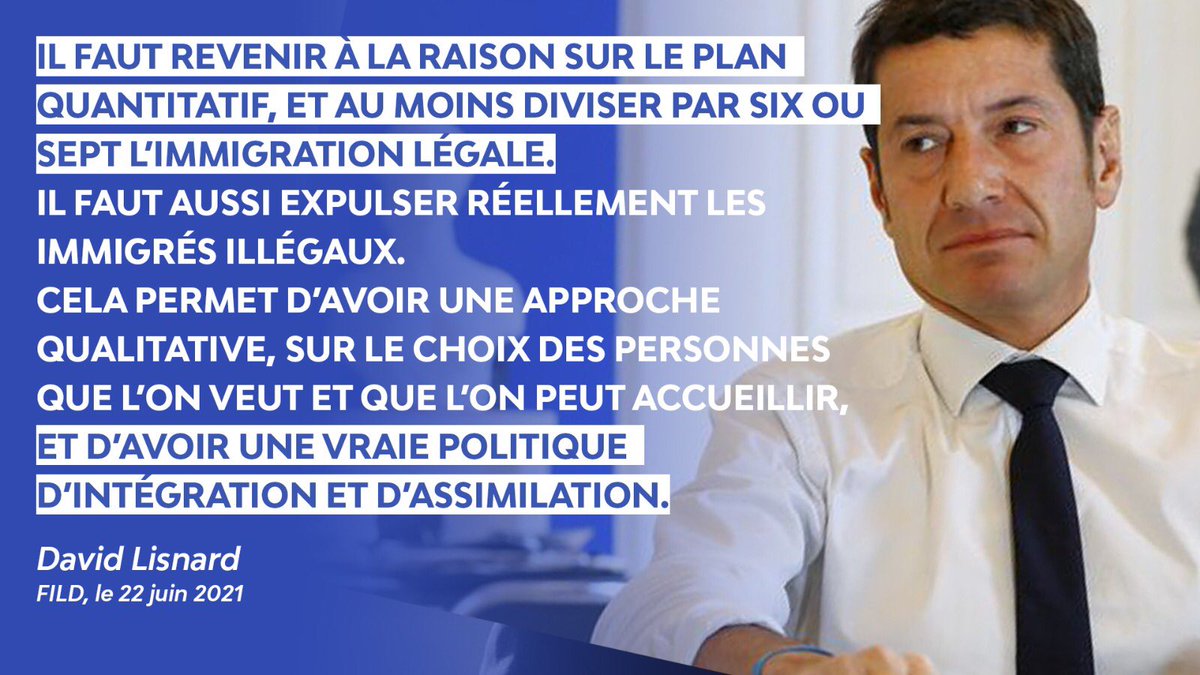 Nouv_Energie's tweet photo. « Il faut revenir à la raison sur le plan quantitatif, et au moins diviser par 6 ou 7 l’immigration légale [...] et avoir une vraie politique d’intégration et d’assimilation » @davidlisnard pour @fild_media. 

https://t.co/7Qu00Eyo6t https://t.co/voLCDMPxoa