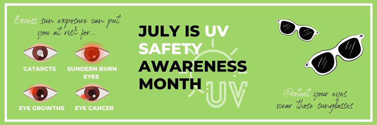 Connect_Vision's tweet photo. While you’re enjoying fun summer activities, don’t forget to protect your eyes from UV rays. Excess exposure can increase the risk of developing cataracts, macular degeneration, and growths on the eye including cancer. 
#uvsafetymonth #sunsafety #july https://t.co/CEjtIm6lhy
