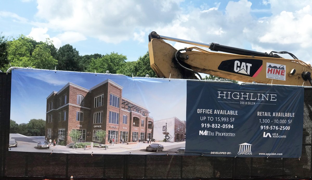 TriProperties's tweet photo. Beyond excited to see construction starting on Highline in the heart of downtown Apex  on N Salem Street!
Up to 15,993 SF of Class A office space is available w/ walkable amenities delivering end of 2021.
Contact Jimmy Barnes or Kacy Coggin
#office #cre #trianglecre @OppidanInc https://t.co/I08RE6rONF