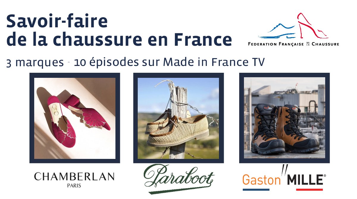 mif360's tweet photo. Paraboot, Chamberlan et Gaston Mille, 3 marques de chaussures françaises @ffchaussure et 3 #savoirfaire à découvrir sur Made in France TV !

📺 https://t.co/mikWZG5q4S

#madeinfrance #produireenfrance #chaussure #mode #fashion

@Paraboot_France @ChamberlanParis https://t.co/vqaliDCCWt