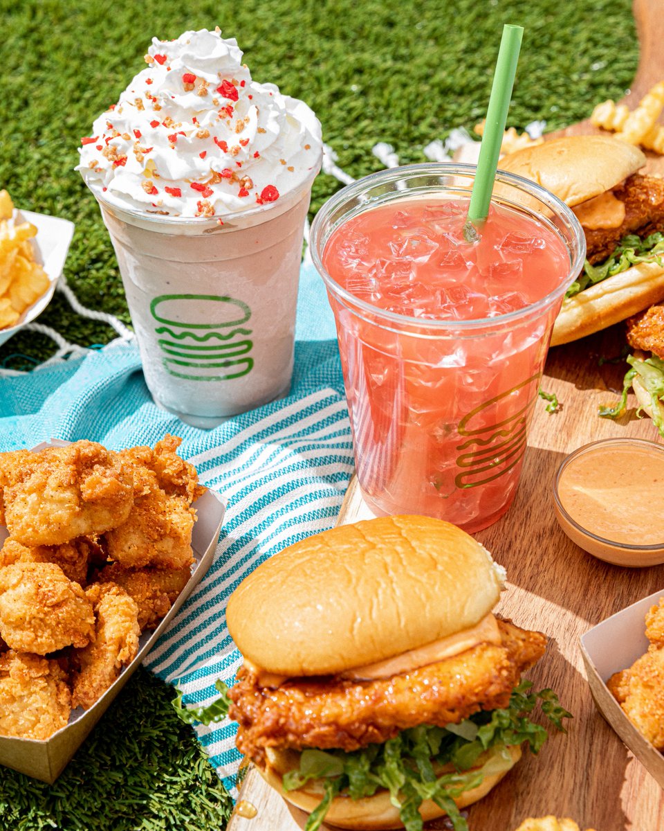 Shake Shack Summer Menu Has Entered The Chat Meet Your New Go To S Hot Honey Chicken Hot Honey Fries Chicken Bites Cherry Pop Shake Triple Chocolate Chip Shake Lime Agave Shake Shack Summer Menu Has Entered The Chat Meet Your New Go To S Hot Honey Chicken Hot Honey Fries Chicken Bites Cherry Pop Shake Triple Chocolate Chip Shake Lime Agave