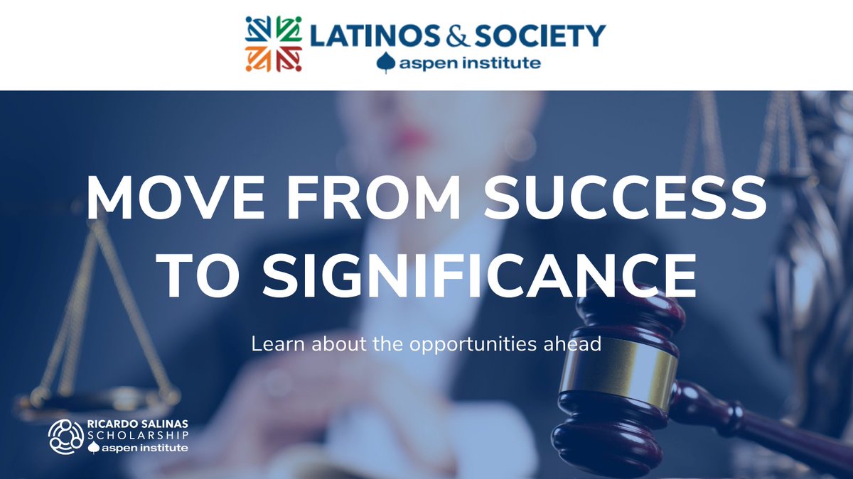 ATTN: LAWYERS #RicardoSalinas Scholars Nominations Due July 15
for <a href="/AspenJSP/">Aspen Institute Justice & Society Program</a> Seminar
Info: bit.ly/3yJ8QrG 
Scholarships: bit.ly/3utB6uI <a href="/HNBANews/">Hispanic Nat'l Bar</a> <a href="/DominicanBar/">Dominican Bar Assoc.</a> <a href="/DC_Bar/">D.C. Bar</a> <a href="/LatinaLawyers/">LLBA</a>
#LatinosAdvance