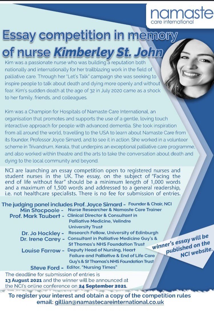 Prof. Mark Taubert (@profmarktaubert) on Twitter photo Missing the late <a href="/kimberleystjohn/">Kimberley St John</a> immensely. But it feels good to be able to let you know about this essay prize in her name. Pls share this widely. #EssayCompetition #1500words #FacingTheEndWithoutFear Missing the late <a href="/kimberleystjohn/">Kimberley St John</a> immensely. But it feels good to be able to let you know about this essay prize in her name. Pls share this widely. #EssayCompetition #1500words #FacingTheEndWithoutFear
