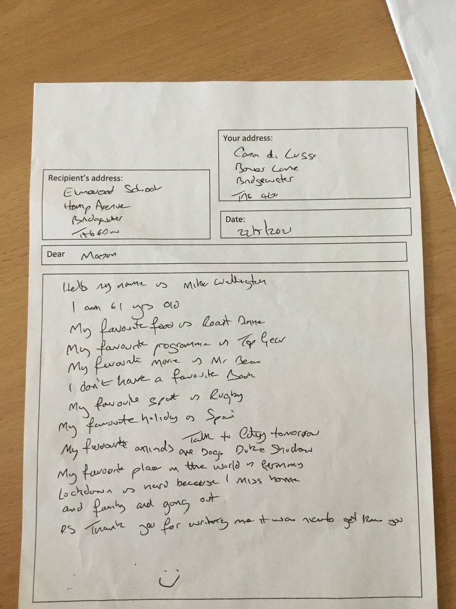 PoldenBower's tweet photo. what questions to ask. They learnt how to lay out a letter and how to write an address. They have recently received lovely replies from some of the residents of the care home. 2of2
#BelieveYouCan
#CommunityInclusion
#MakingADifference
#FunctionalEnglish https://t.co/tkfcP4SyGJ