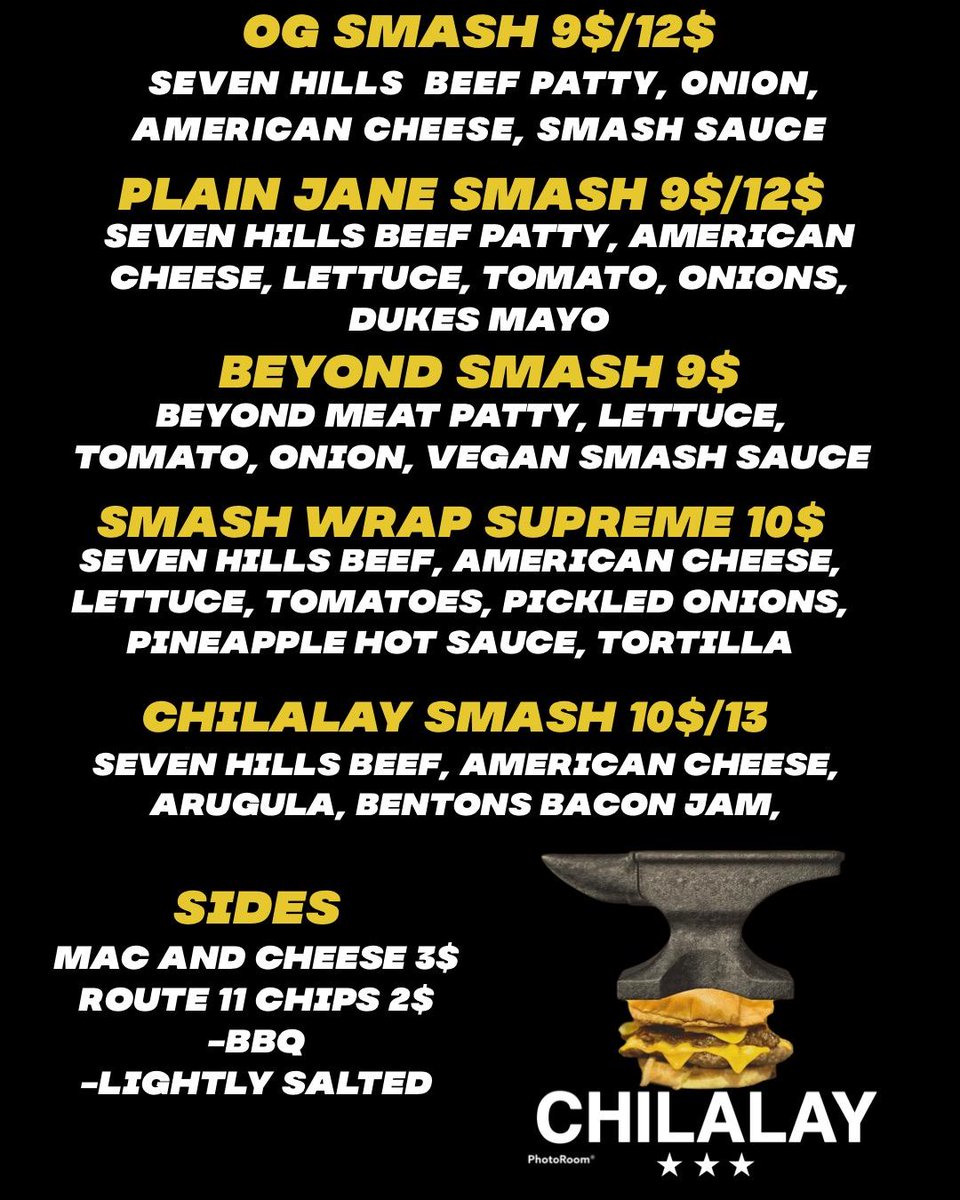 <a href="/smashedRVA/">Smashed RVA</a> will be in the building providing the delectables. We're highkey excited to be partnering with them on a limited edition Chilalay Smashburger coupled with exclusive merch