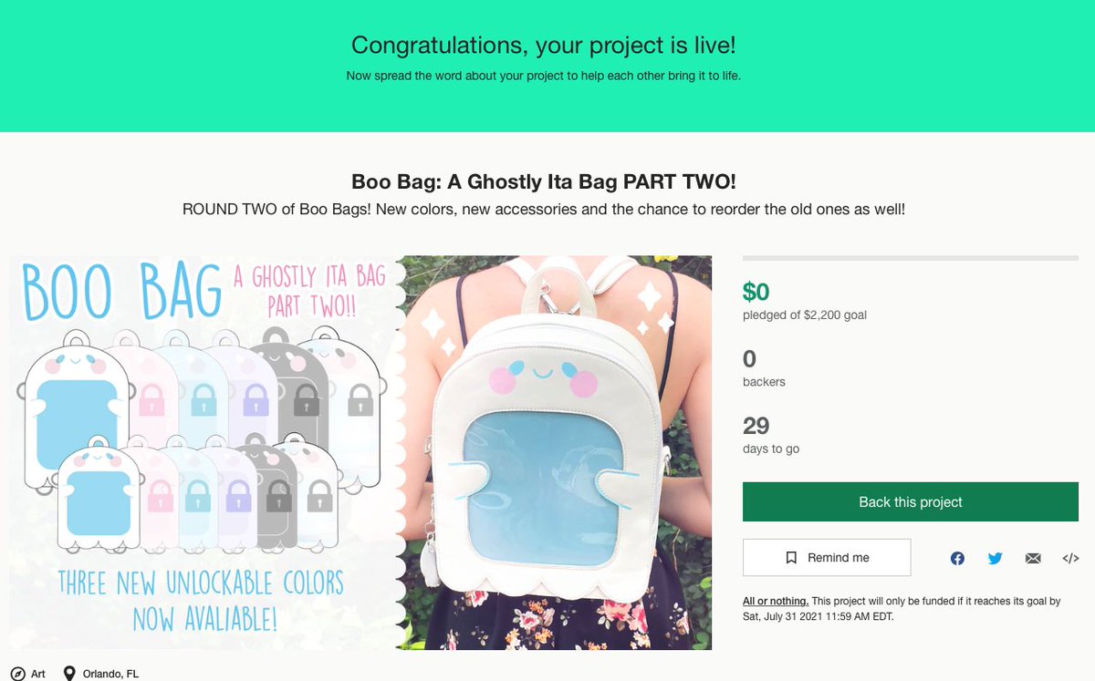 OFFICIALLY LIVE!!!! Boo Bag Two Kickstarter is now live! New colors, new accessories and a new chance to get a Boo Bag of your very own!