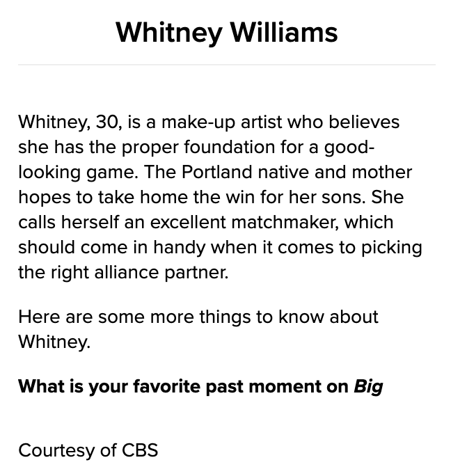 BBLiveUpdaters's tweet photo. #BB23 #BBcast
Meet Whitney https://t.co/WYIEUeMId2
