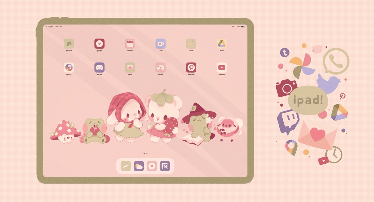 my darlings!! i made a forest friends wallpaper and icon bundle!! 🐸🌷