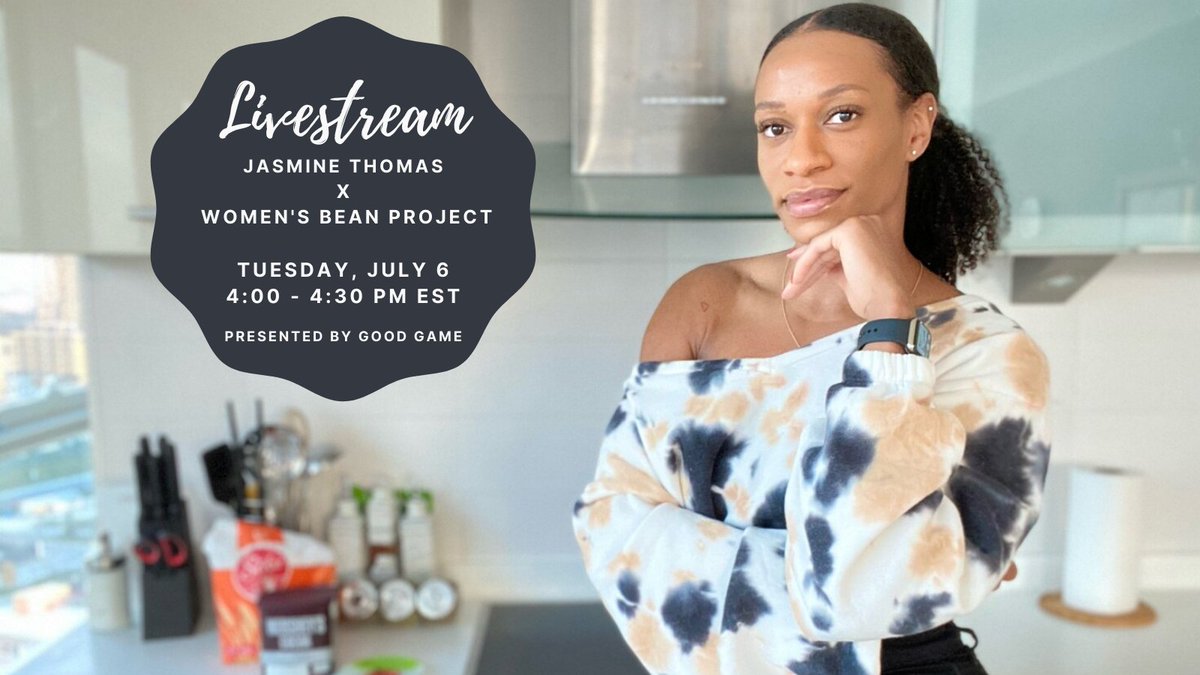 In addition to making buckets on the court, <a href="/jaszthomas/">Jasmine Thomas</a> bakes goods off it.

Jasmine is pleased to use her passion for a purpose by teaming up with @WomensBean to host an <a href="/Instagram/">Instagram</a> livestream on Tuesday, July 6 at 4pm EST.

Set your timer and tune in!