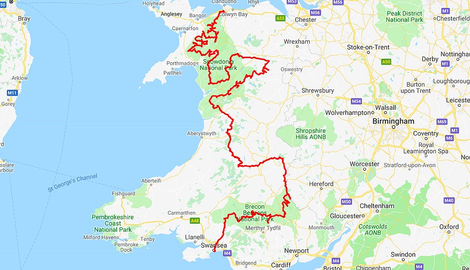 WillWalksWales's tweet image. This squiggly line is a route I&apos;m going to try and run along this summer. It links up every single mountain in lovely Cymru (everything over 2000ft). I&apos;m hoping I can complete it in about 3 weeks (give or take!). 

Why am I doing this? (1/3)