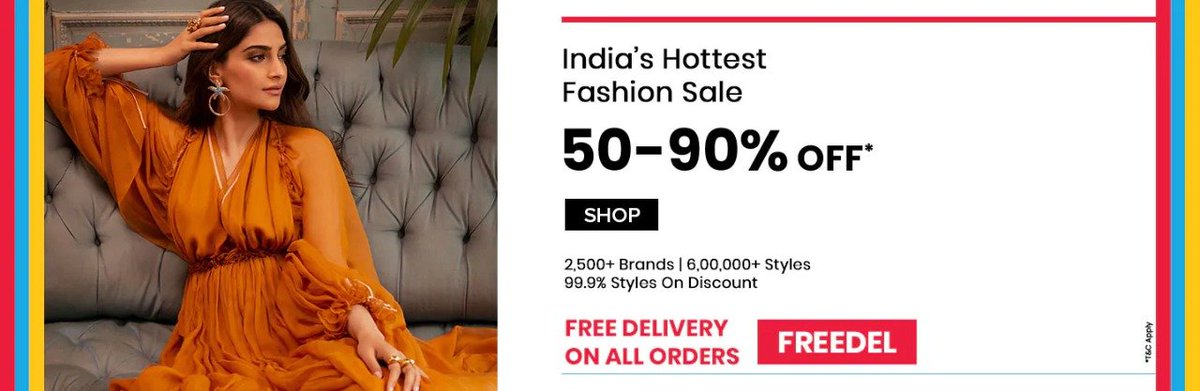 #Ajio #BigBold #Sale : Get Flat 60% OFF. Use #CouponCode to avail this offer. #Offer valid till 1 July 2021.

#ShopNow : bit.ly/2SL5jZK

#dealoftheday #dealfinder #deals #FlashSale #flashdeal #dealhunter #ajiofashion #FashionClothing #india #fashionstyle #fashion #buynow
