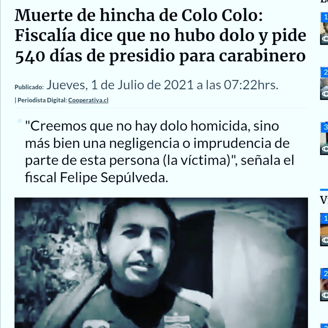 DDHH_ColoColo's tweet photo. “Como veníamos planteando hace mesesel Fiscal Felipe Sepúlveda de la Fiscalía Metropolitana Oriente quiere dejar impune al paco Carlos Martínez Ocares. 
La “justicia” y su visión de clase nuevamente se hace evidente en los casos relacionados a la Revuelta.

(1/2) https://t.co/ZqiN4xttVh