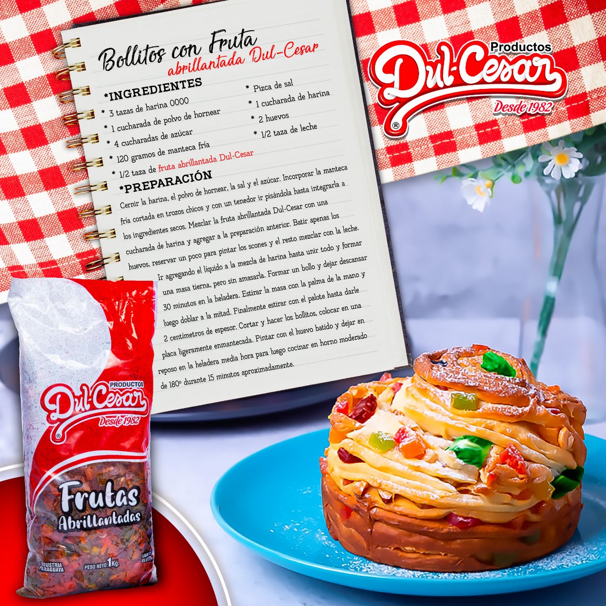 DulCesarPy's tweet photo. Para la merienda de hoy te traemos estos deliciosos Bollitos con Fruta Abrillantada Dul-Cesar. 🥯

Guarda esta receta y preparala cuando quieras. 😋

#DulCesar #DulcesMomentos #Merienda #Confitería https://t.co/VBh72LiXSF