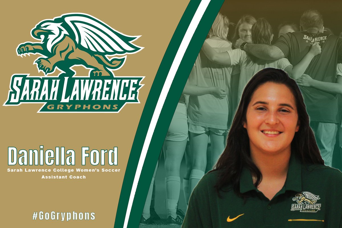 .@GryphonsWsoccer add Daniella Ford to the staff. Welcome to the Gryphons, Daniella! Full Story: tinyurl.com/rfak23ss #GoGryphons #SarahLawrenceTogether