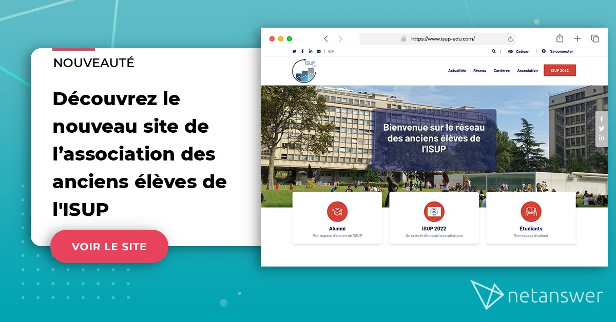 [NOUVEAUTÉ 📣]

Découvrez le nouveau site de L'Association des anciens élèves de l'ISUP ! 

<a href="/aae_ISUP/">aae_ISUP</a>
 
isup-edu.com

Merci d'avoir fait confiance à Netanswer !

#networking #alumni #reseau #communaute #NetAnswer