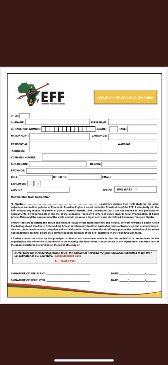 Join the eff now.... fill this form in and send to me.. ✊🏿ONE MIND AT A TIME!